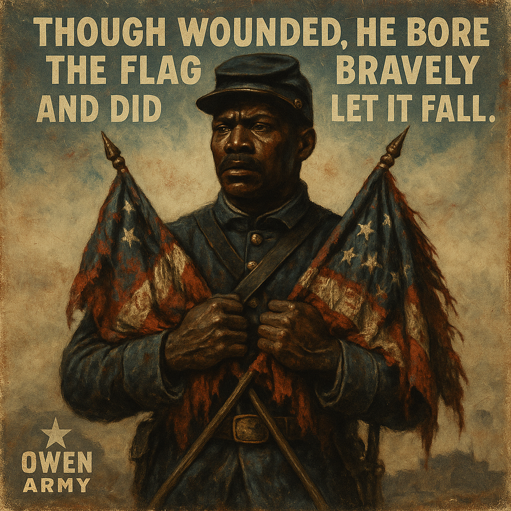 Alfred B. Hilton's courage in carrying two flags at Fort Wagner
