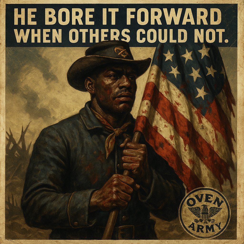 Alfred B. Hilton and the flag he carried at Fort Wagner