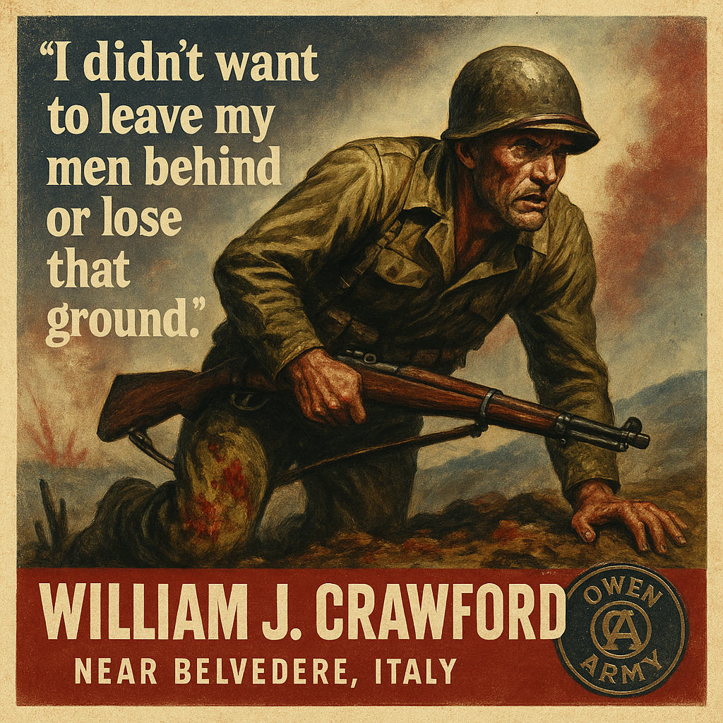 William J. Crawford's WWII Medal of Honor Stand at Belvedere, Italy