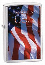 Zippo HP Chrome Made in USA Flag Lighter