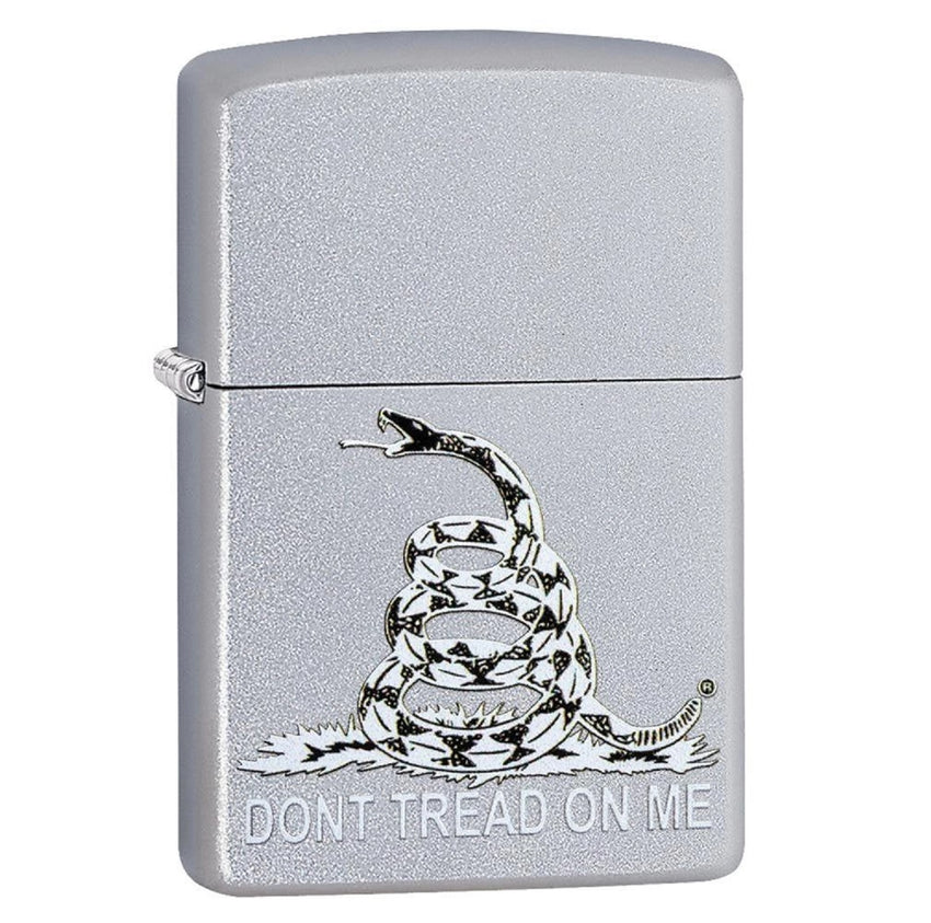 Zippo Satin Chrome Dont Tread on Me Design Lighter