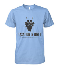 The Infidel Co. Taxation is Theft #REVOLT2020 T-shirt | Unisex Cotton Tee Andrew Jackson and Uncle Sam