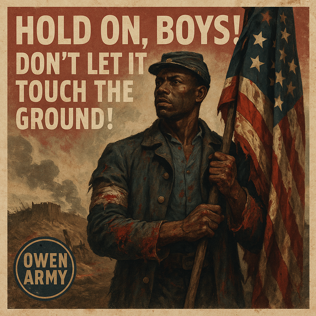 Alfred B. Hilton Clutching the Union Flag at Fort Wagner