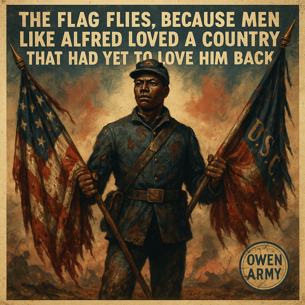 Alfred B. Hilton's Medal of Honor and the flag at Fort Wagner