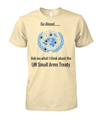 Ask Me What I Think About the UN Arms Treaty - UN Logo Bullet Holes