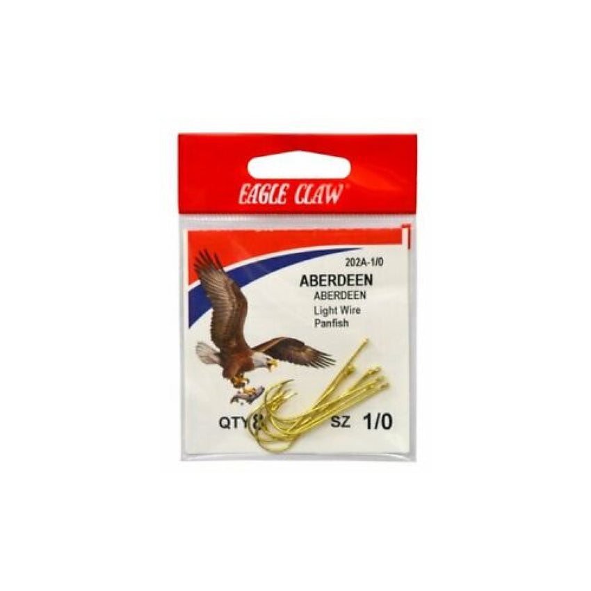 Eagle Claw Gold Abrdn Hooks 10Pk Size1-0