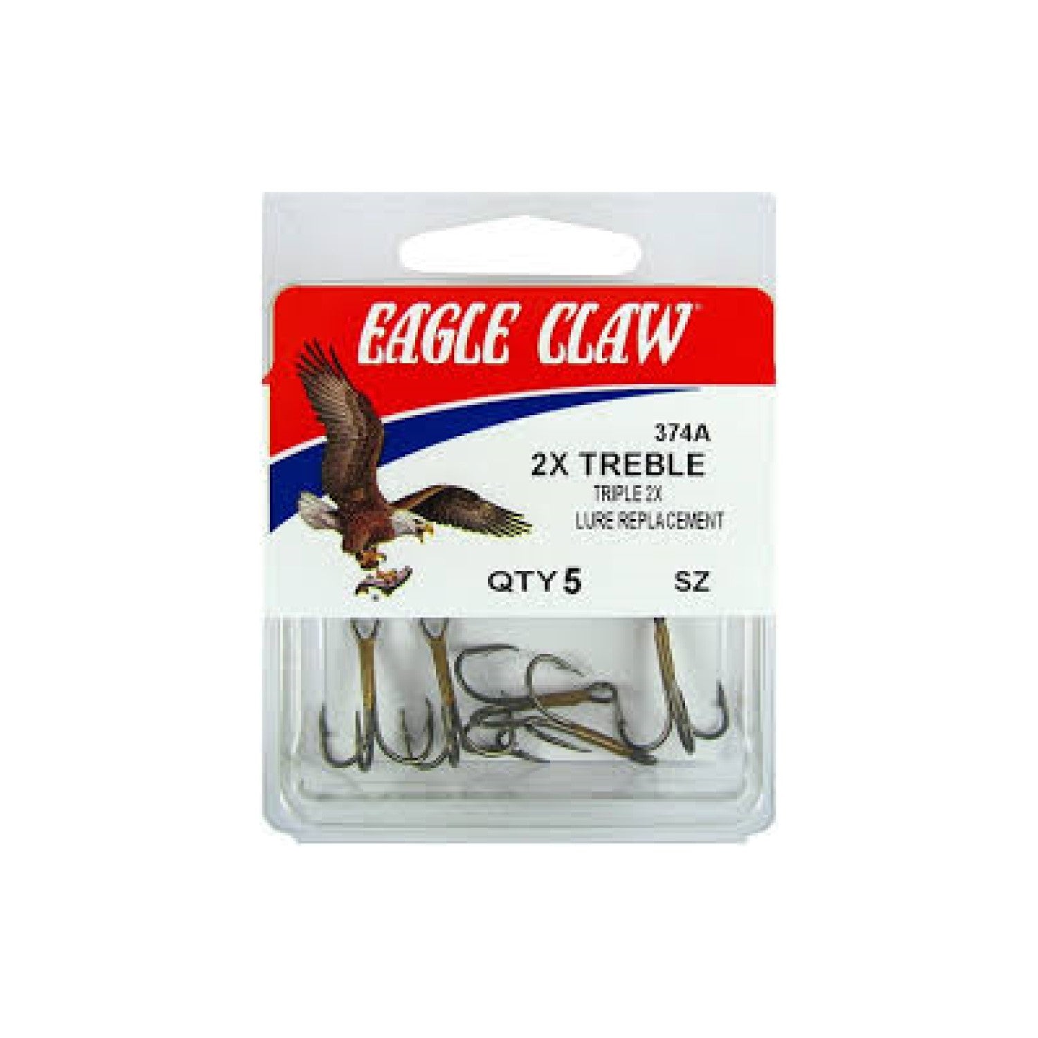 Eagle Claw Lazer 2x Treble Reg Shank Curved Point Hook, Bronze