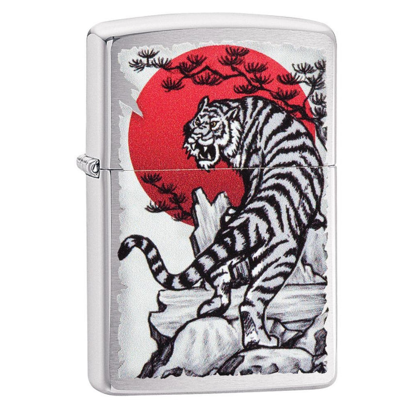 Zippo Brushed Chrome Asian Tiger Design Lighter