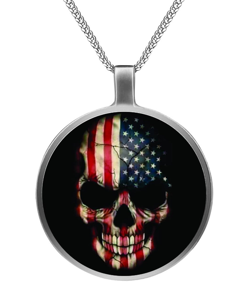 American Skull Necklace Circle Necklace