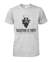 The Infidel Co. Taxation is Theft #REVOLT2020 T-shirt | Unisex Cotton Tee Andrew Jackson and Uncle Sam