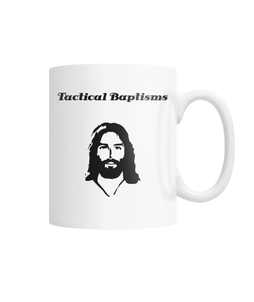 Tactical Baptisms - Jesus- Waterboarding Instructor Cross White Coffee Mug