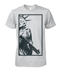 Strapped Marilyn as Lady Liberty Provocative Gun Tee