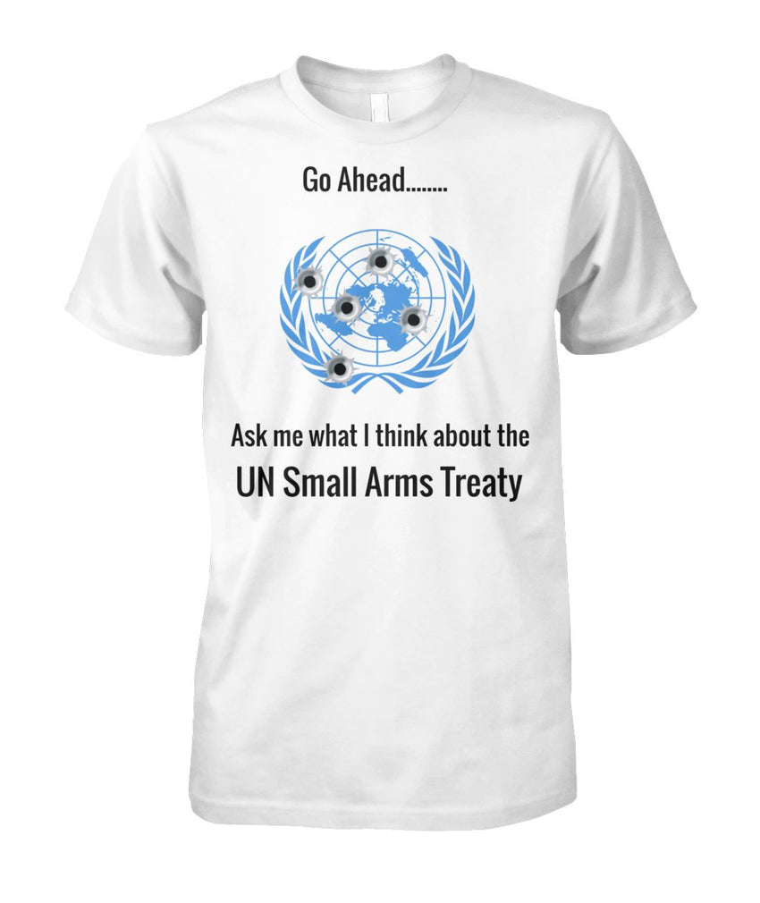 Ask Me What I Think About the UN Arms Treaty - UN Logo Bullet Holes